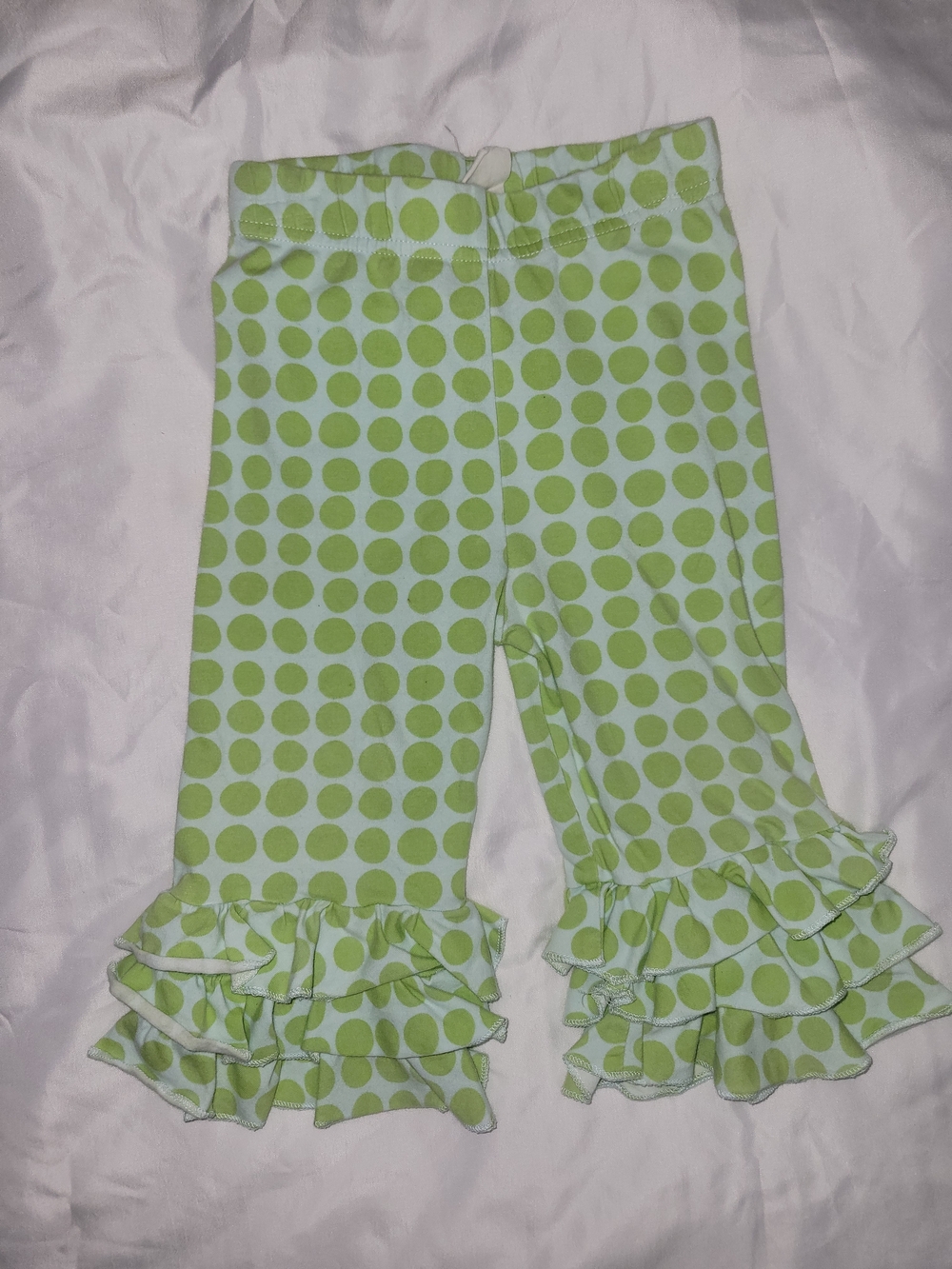 Green Polka Dot Ruffle Leggings